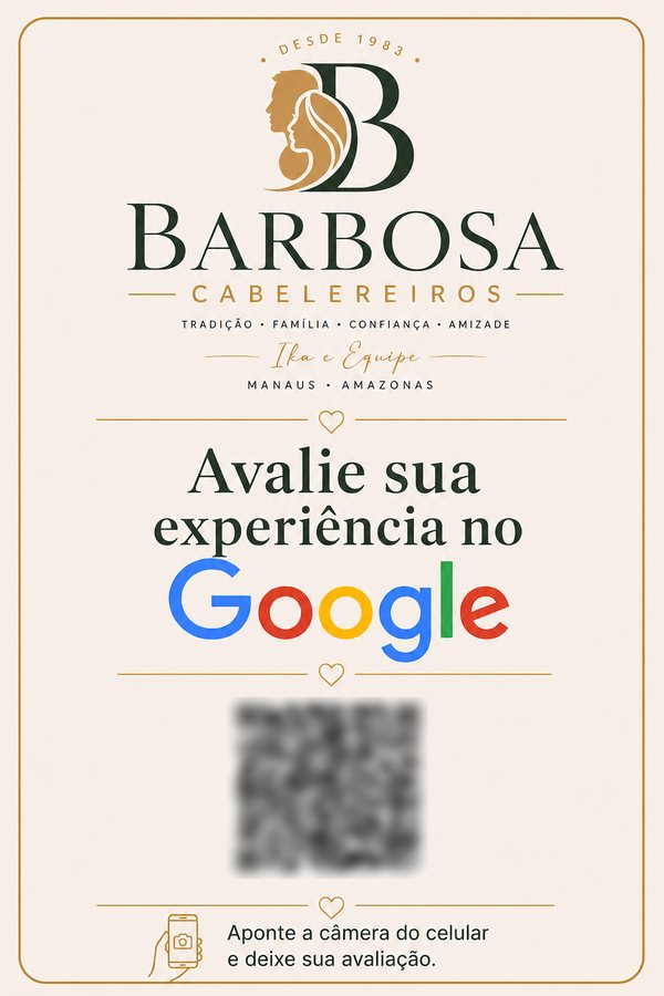 Cartão de avaliação no Google do Barbosa Cabeleireiros