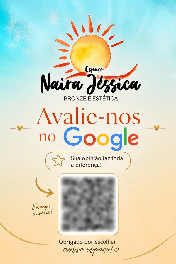 Cartão de avaliação no Google do Espaço Naira Jéssica